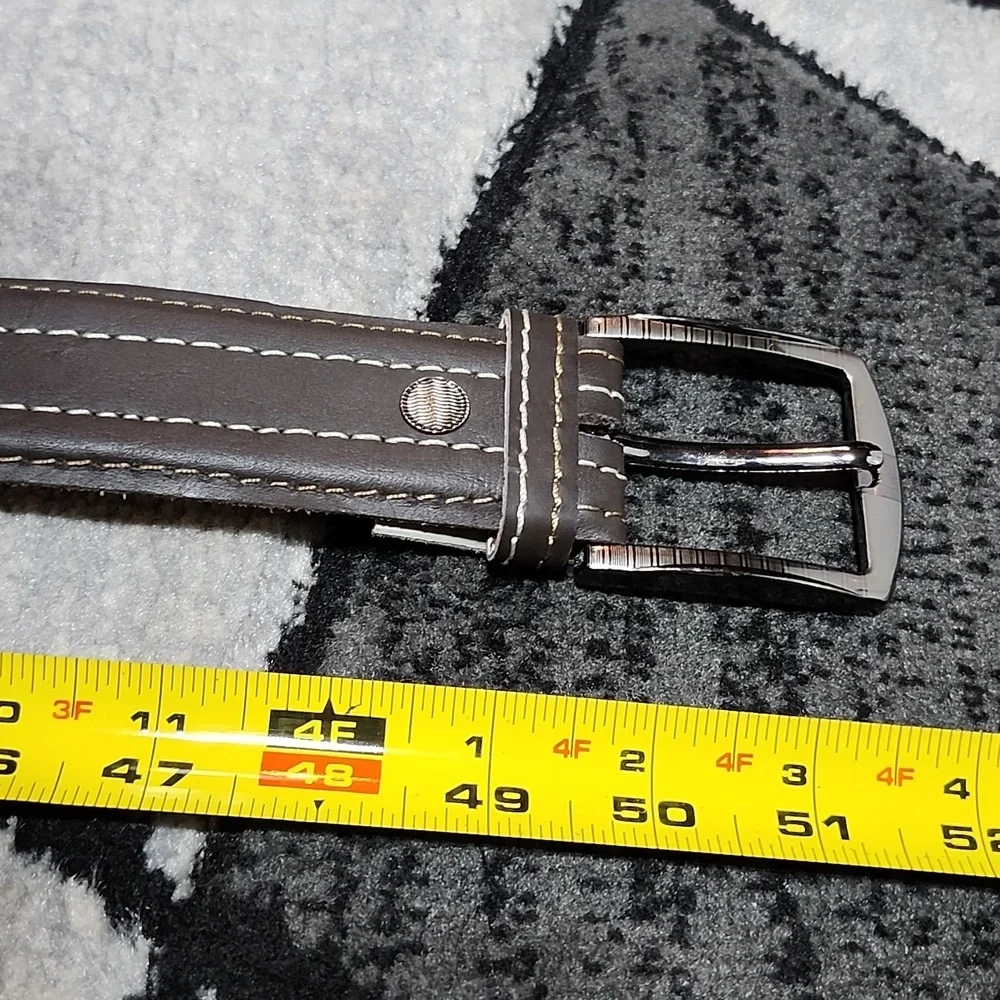 DARK BROWN CONTRAST STITCHING FAUX LEATHER XL BELT